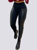 Legging Effet Cuir Taille Haute Leggings helankezatrening.com sa Noir