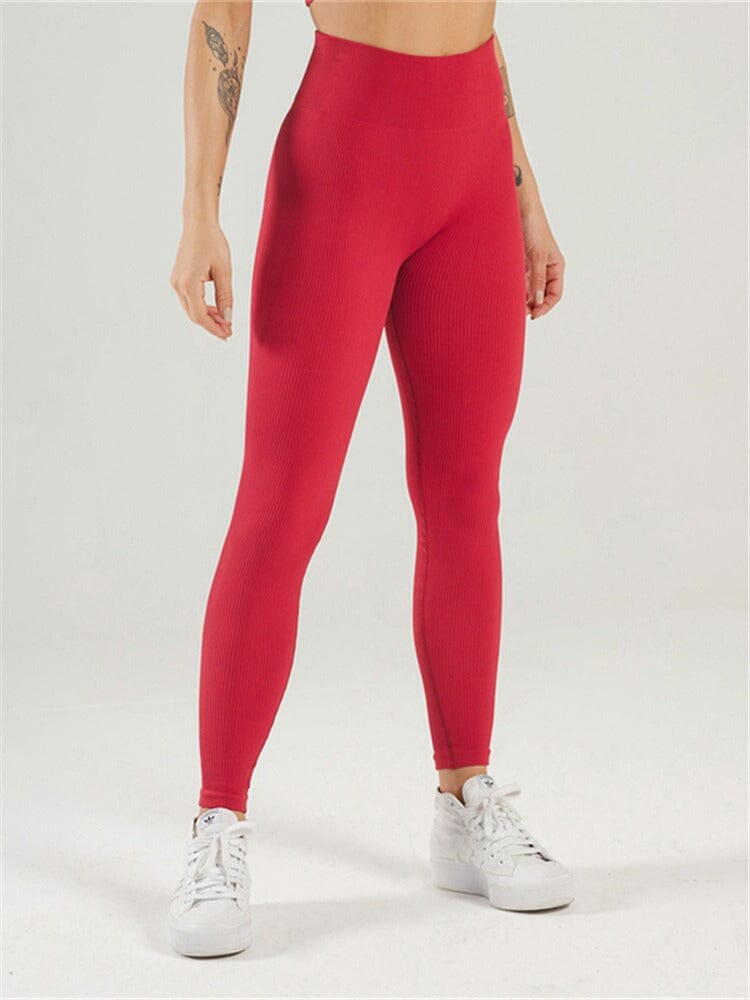 Legging Plissé Taille Haute Sport - Nexir Leggings helankezatrening.com sa Rouge