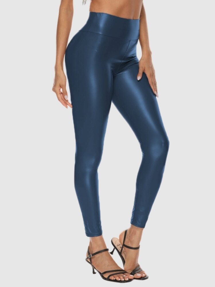 Legging Simili Cuir Bleu Brillant Leggings helankezatrening.com : Legging Femme | Vêtements de Sport sa