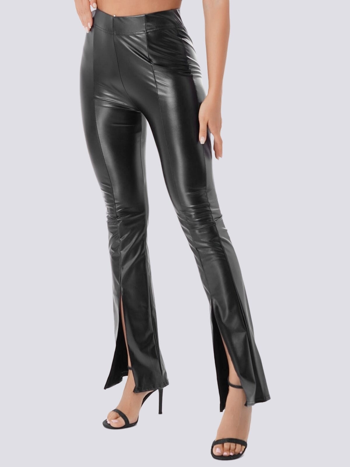 Legging Simili Cuir Évasé Fendu Leggings helankezatrening.com sa Noir