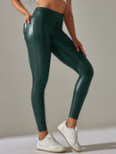 Legging Simili Cuir Intérieur Velours Leggings helankezatrening.com sa Vert