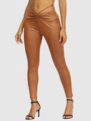 Legging Simili Cuir Taille Élastique Leggings helankezatrening.com sa Marron