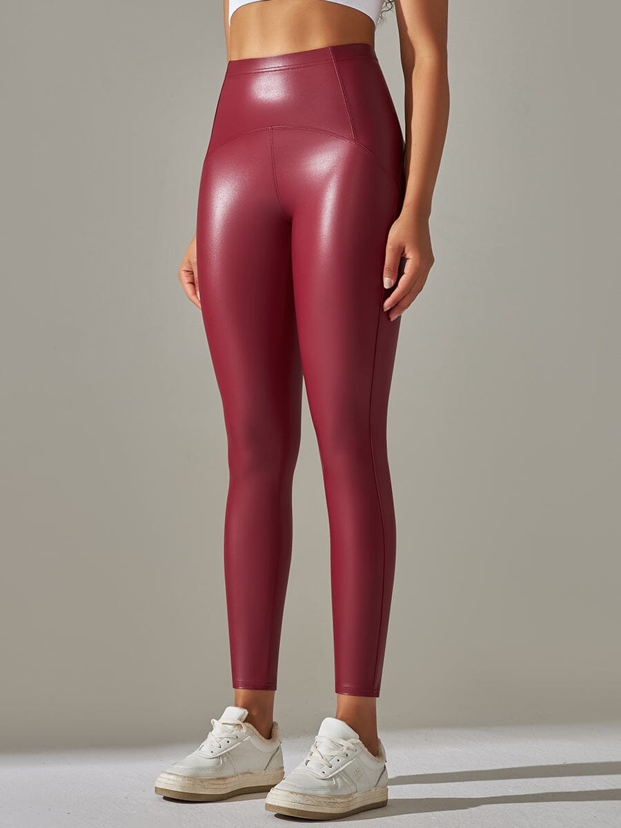 Legging Simili Cuir Ventre Plat Velours Leggings helankezatrening.com sa Bordeaux