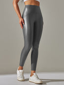 Legging Simili Cuir Ventre Plat Velours Leggings helankezatrening.com sa Gris