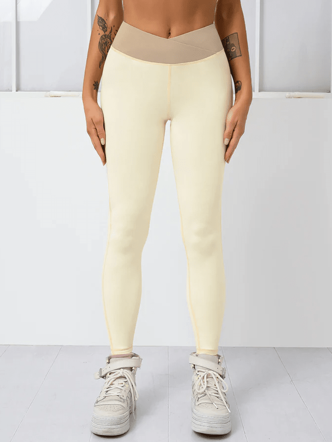 Legging Sport Ceinture Croisée - Elixy helankezatrening.com sa Crème