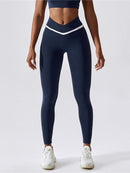 Legging Sport Ceinture Croisée Sans Couture Leggings helankezatrening.com : Legging Femme | Vêtements de Sport sa Bleu