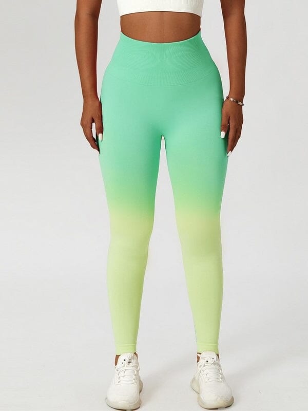 Legging Sport Coloré Dégradé Push Up helankezatrening.com sa Vert/Jaune