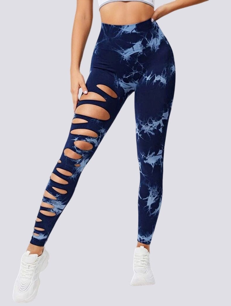 Legging Sport Destroy Push Up Sans Couture Leggings helankezatrening.com XS Bleu