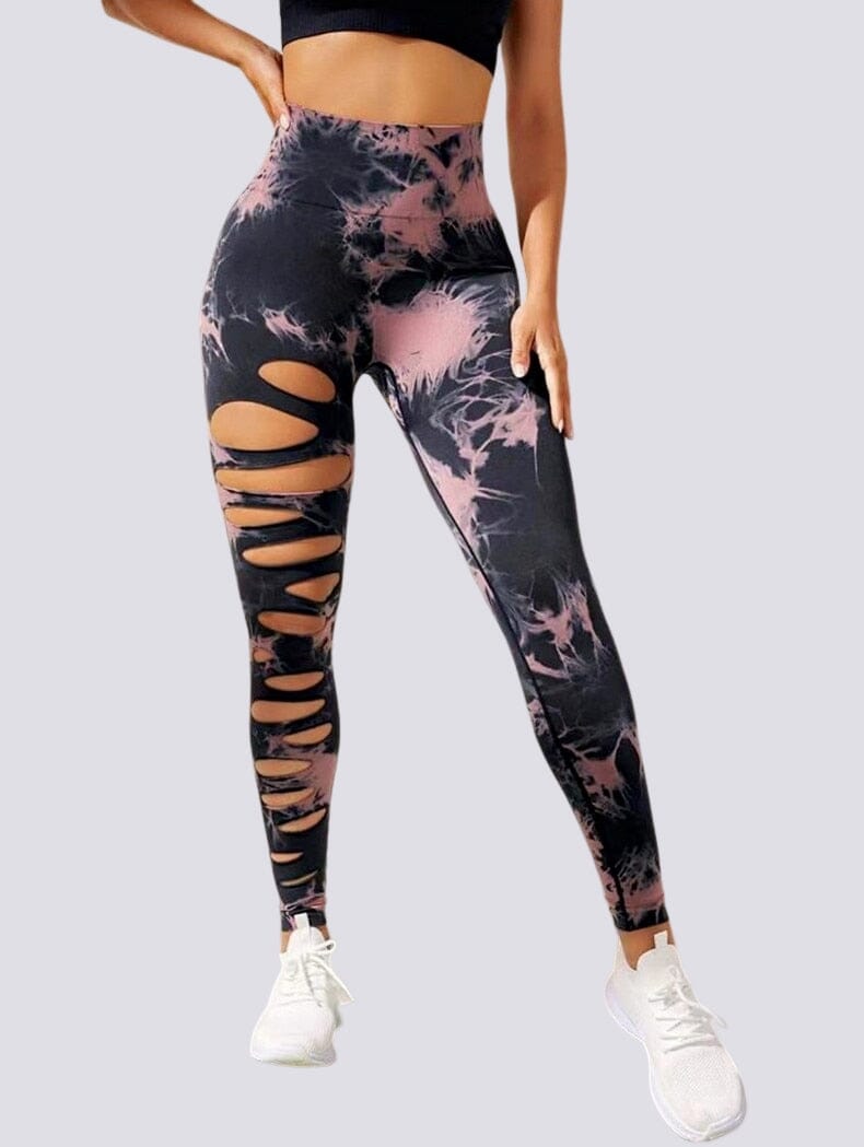 Legging Sport Destroy Push Up Sans Couture Leggings helankezatrening.com XS Noir/Rose