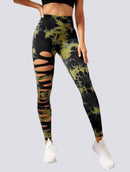 Legging Sport Destroy Push Up Sans Couture Leggings helankezatrening.com XS Noir/Vert