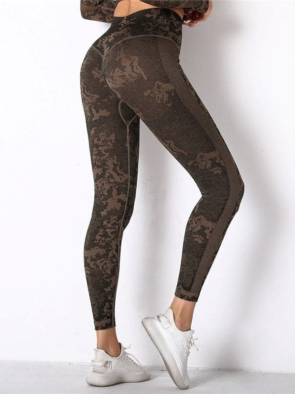 Legging Sport Militaire Camouflage helankezatrening.com : Legging Femme | Vêtements de Sport sa Marron