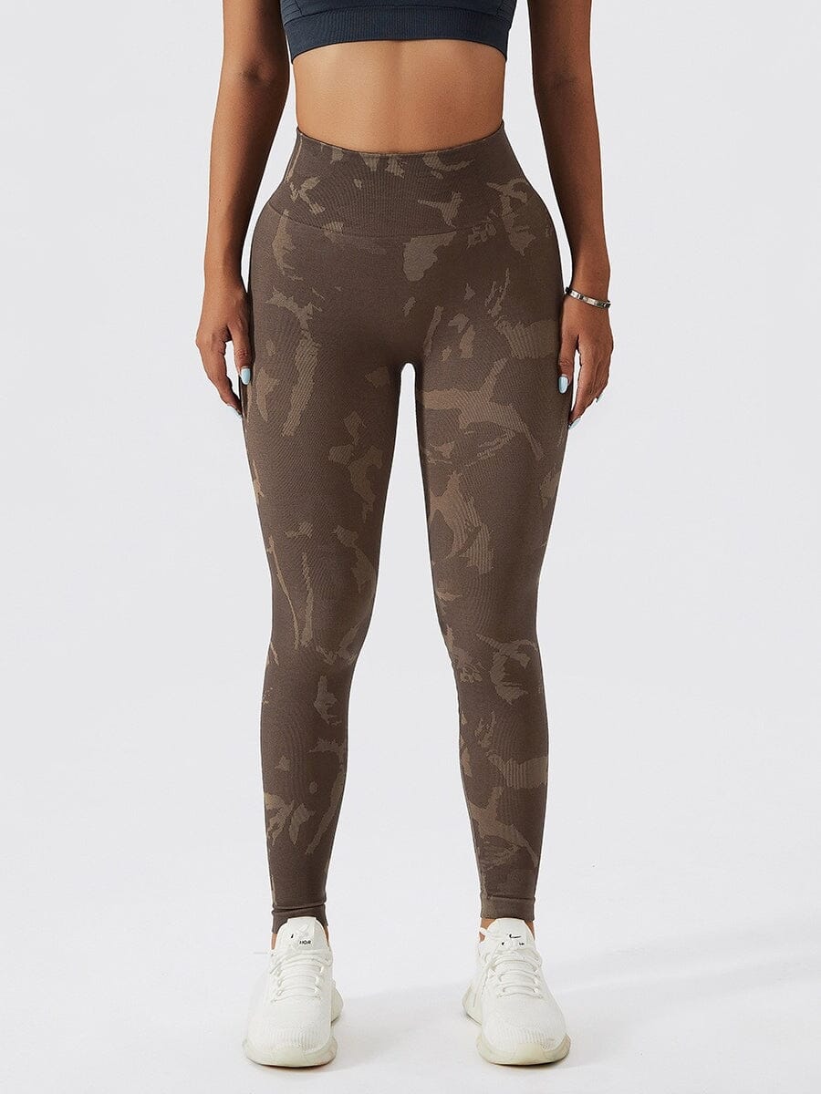 Legging Sport Push Up Camouflage (Sans Couture) Leggings helankezatrening.com sa Marron