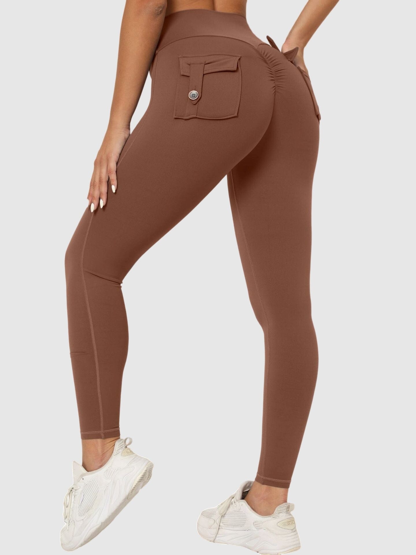 Legging Sport Push Up Poches Arrières Leggings helankezatrening.com : Legging Femme | Vêtements de Sport sa Marron