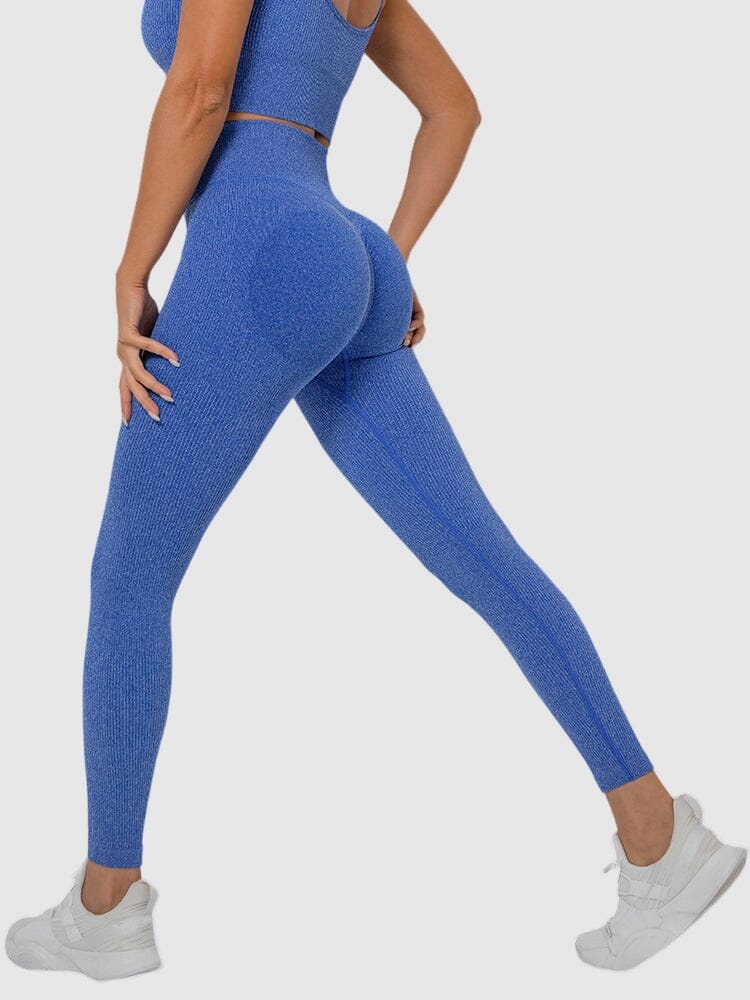 Legging Sport Sans Couture Côtelé (Push Up) Leggings helankezatrening.com sa Bleu