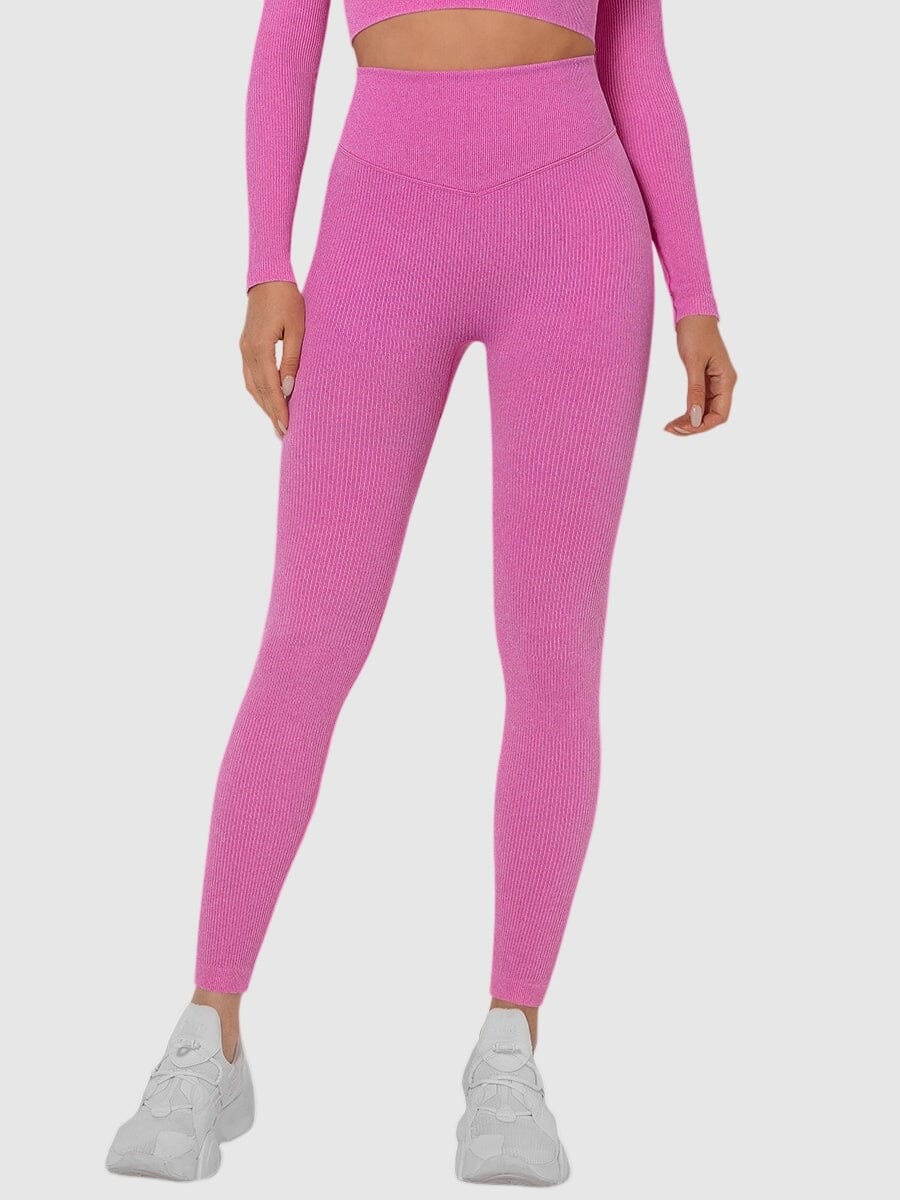 Legging Sport Sans Couture Côtelé (Push Up) Leggings helankezatrening.com sa Rose