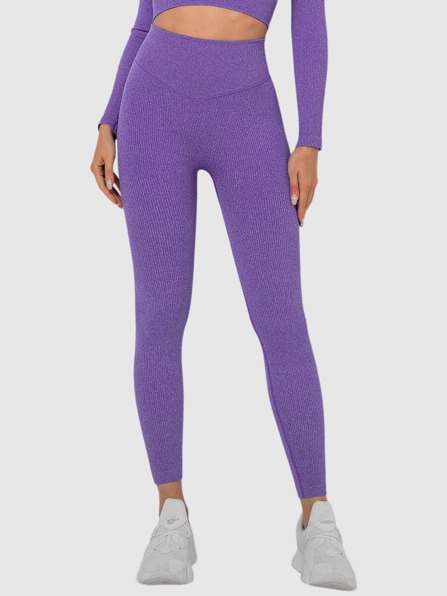 Legging Sport Sans Couture Côtelé (Push Up) Leggings helankezatrening.com sa Violet