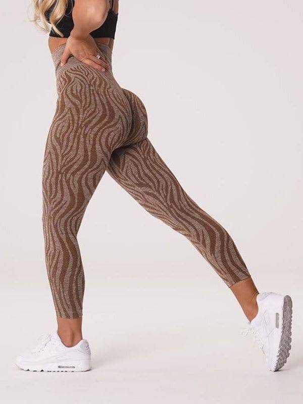 Legging Sport Sans Couture Imprimé Zèbre Leggings helankezatrening.com : Legging Femme | Vêtements de Sport sa Marron