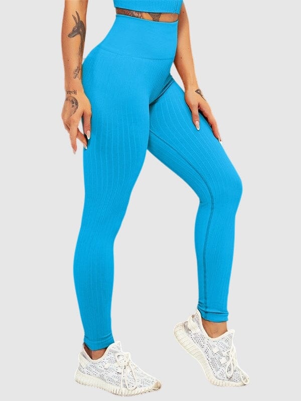 Legging Sport Sculptant Côtelé Leggings helankezatrening.com : Legging Femme | Vêtements de Sport sa Bleu ciel