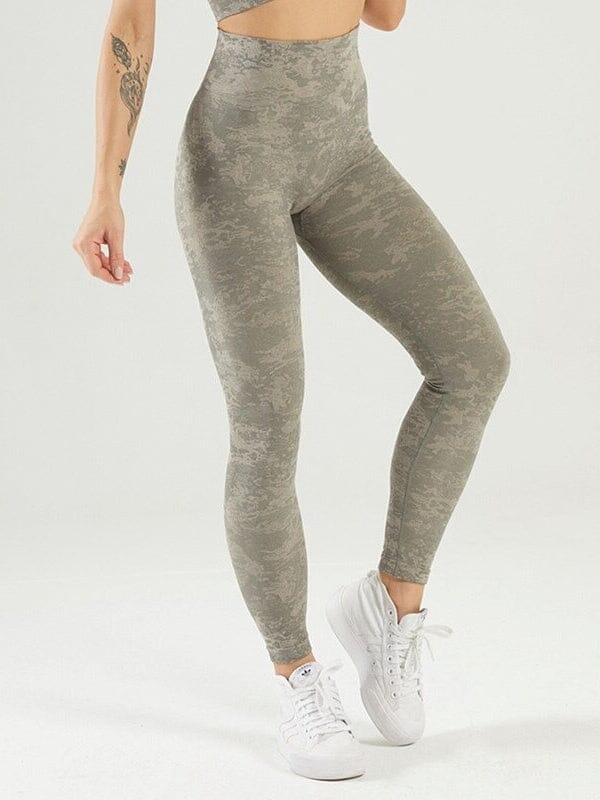 Legging Sport Taille Haute Camouflage Leggings helankezatrening.com : Legging Femme | Vêtements de Sport sa Kaki