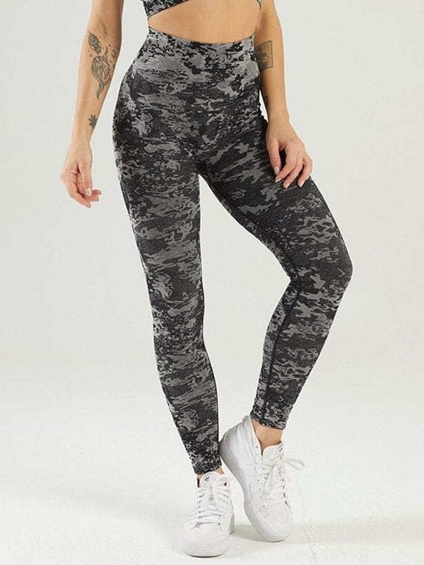 Legging Sport Taille Haute Camouflage Leggings helankezatrening.com : Legging Femme | Vêtements de Sport sa Noir