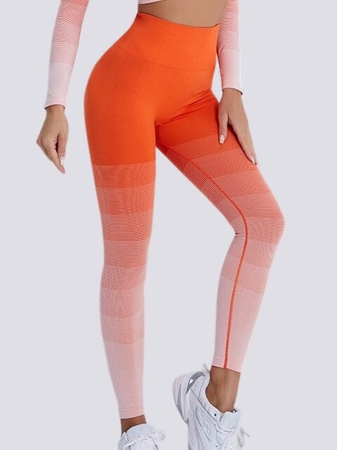 Legging Tendance Push Up Sans Couture Leggings helankezatrening.com sa Orange