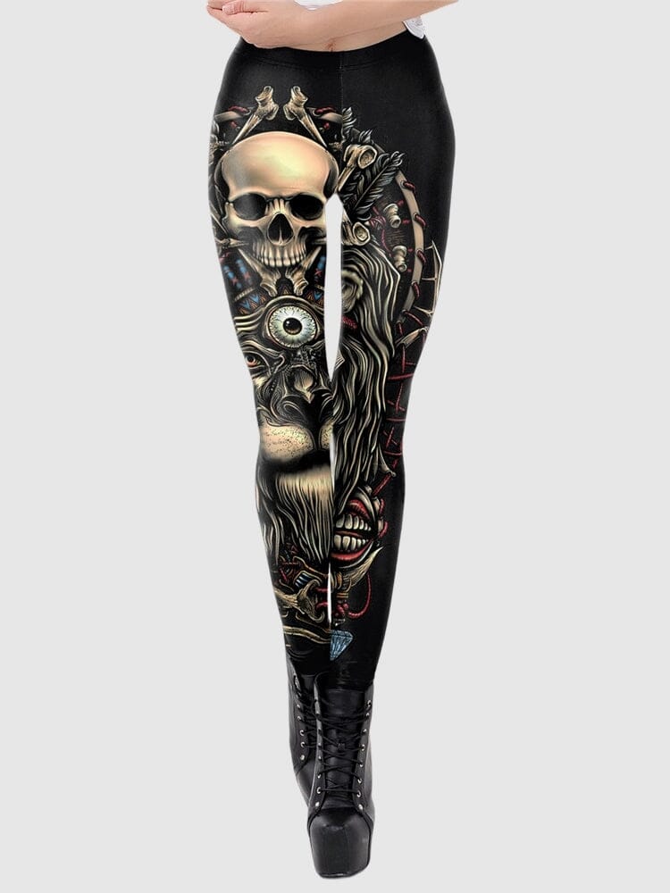 Legging Tête de Mort et Lion Leggings helankezatrening.com sa Or