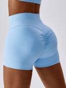 Short Court Plissé Push Up - Sport Shorts helankezatrening.com sa Bleu ciel