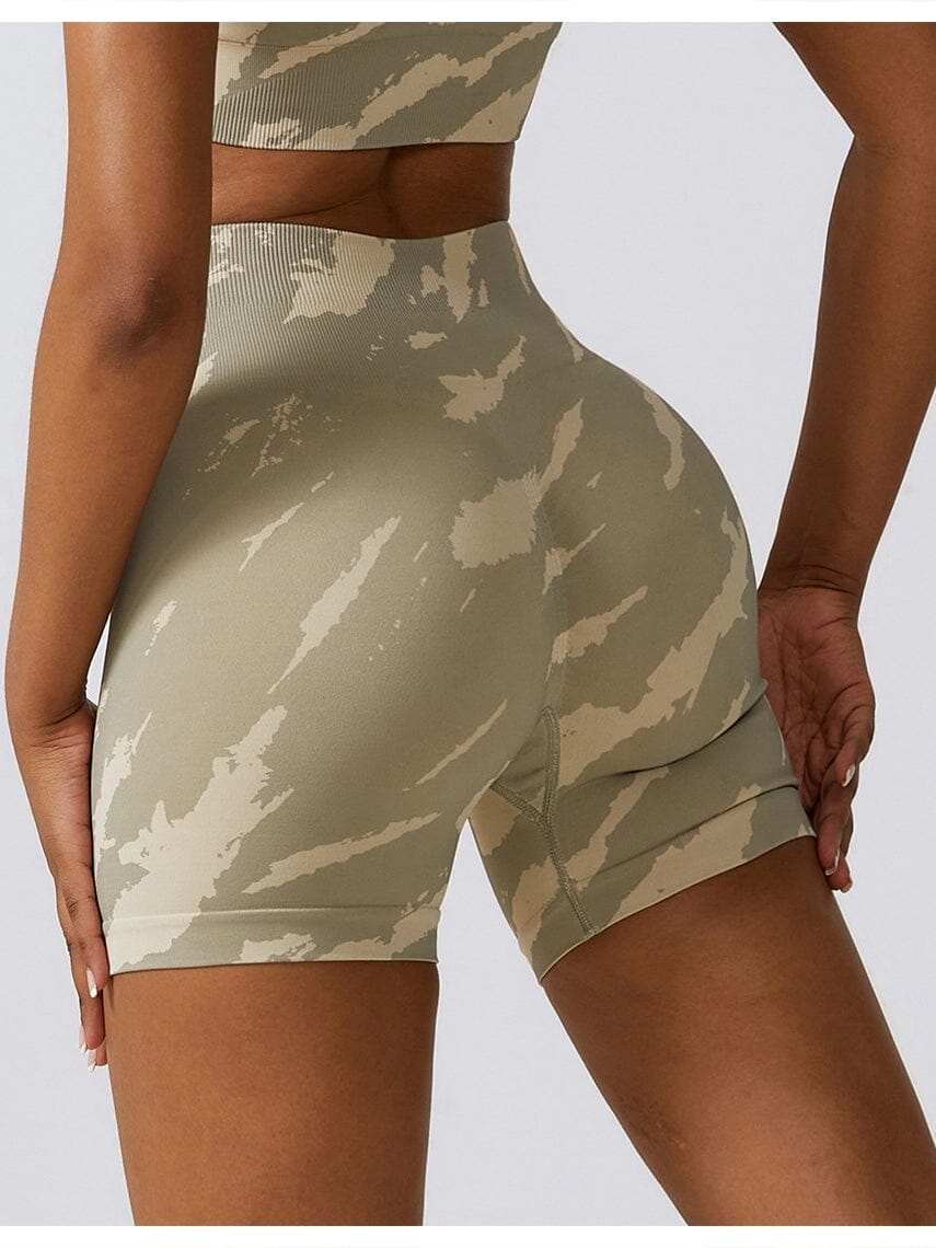 Short Fitness Moulant Taille Haute Shorts helankezatrening.com sa Beige