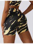 Short Fitness Moulant Taille Haute Shorts helankezatrening.com sa Noir/Jaune