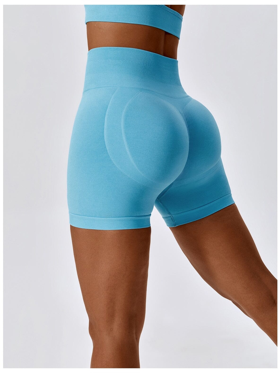 Short Sans Couture Moulant Sport (Push Up) Shorts helankezatrening.com sa Bleu