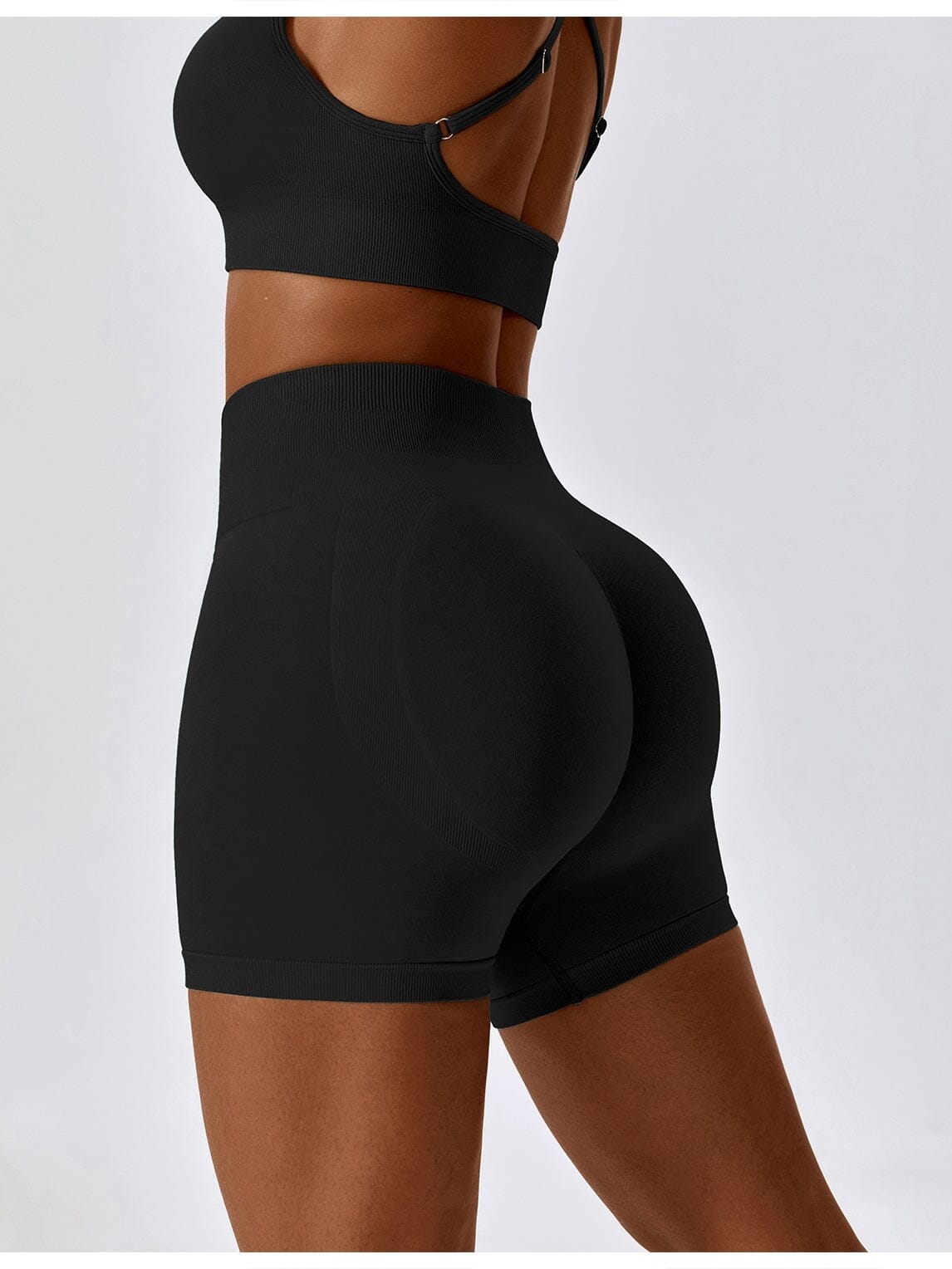 Short Sans Couture Moulant Sport (Push Up) Shorts helankezatrening.com sa Noir