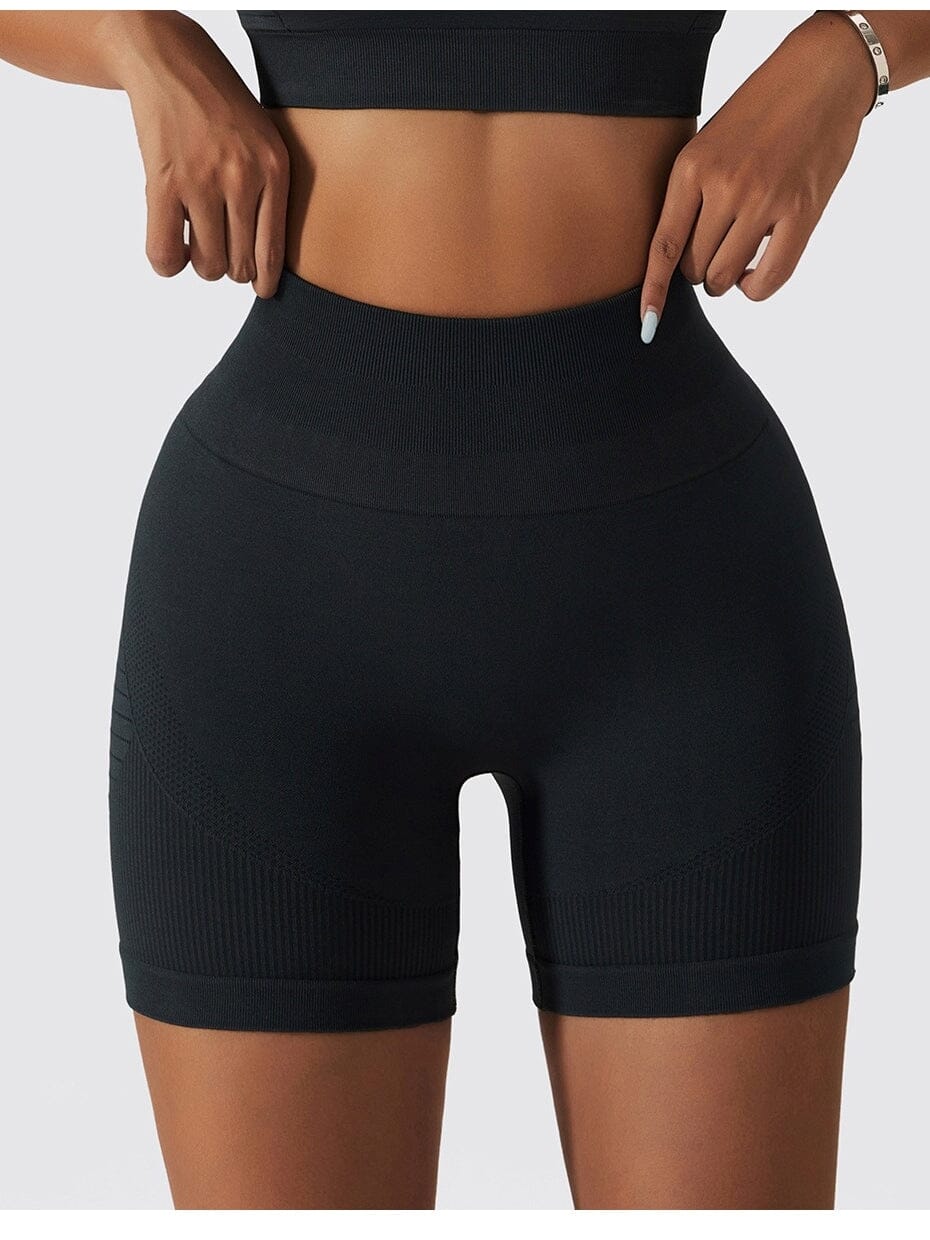 Short Sport Court Taille Haute (Sans Couture) Shorts helankezatrening.com sa Noir