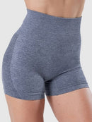 Short Sport Fitness Taille Haute Sans Couture Shorts helankezatrening.com sa Bleu grisé