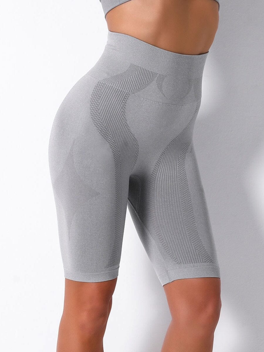 Short Sport Long Sans Couture KindyFit Shorts helankezatrening.com : Legging Femme | Vêtements de Sport sa Gris