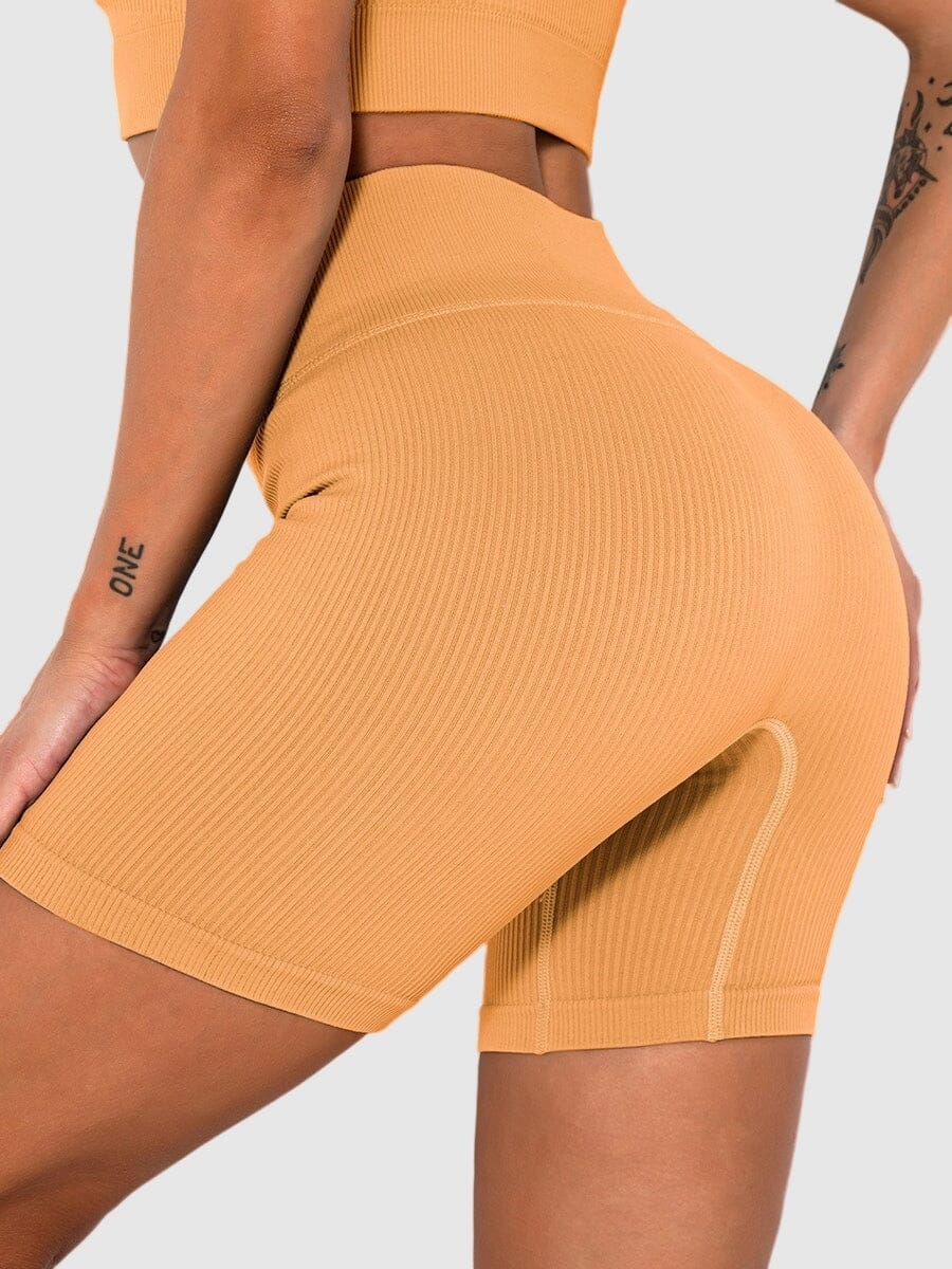 Short Sport Sans Couture Côtelé Shorts helankezatrening.com : Legging Femme | Vêtements de Sport sa Jaune