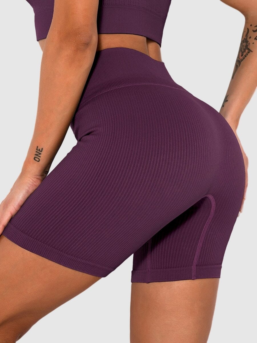 Short Sport Sans Couture Côtelé Shorts helankezatrening.com : Legging Femme | Vêtements de Sport sa Violet