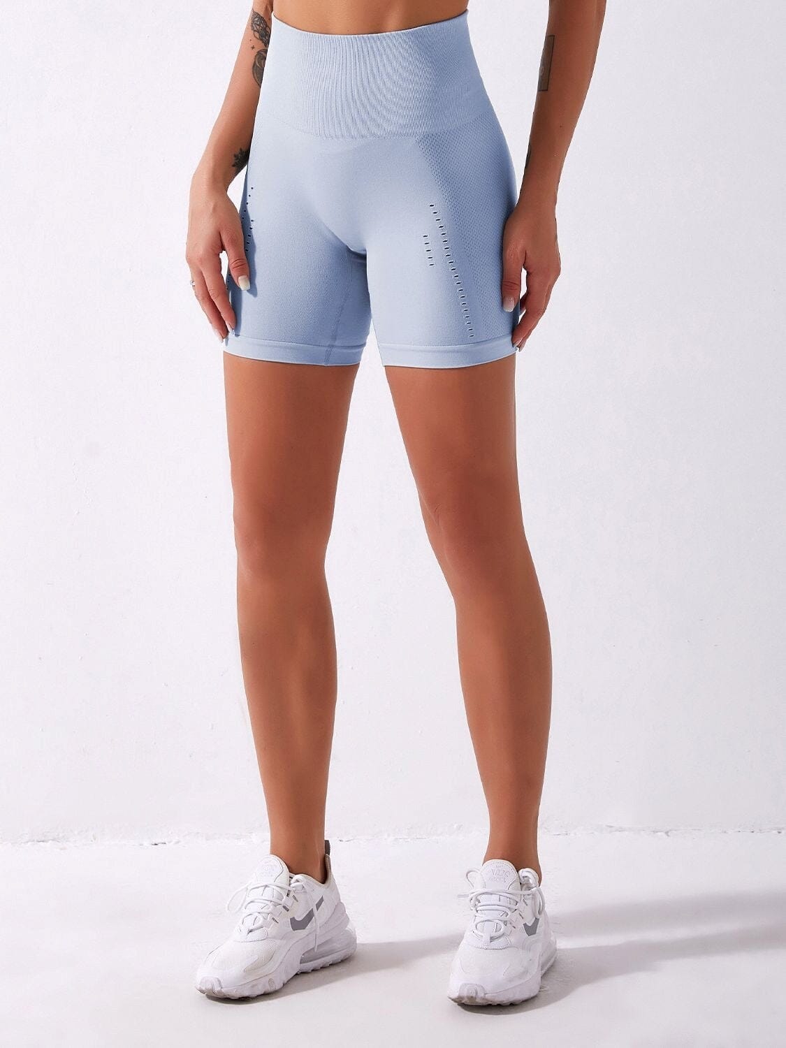 Short Sport Taille Haute Sans Couture Shorts helankezatrening.com : Legging Femme | Vêtements de Sport sa Bleu ciel