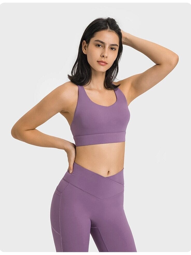 Soutien-Gorge Bretelles Fines Croisées Soutien-gorge sport helankezatrening.com : Legging Femme | Vêtements de Sport XS Violet