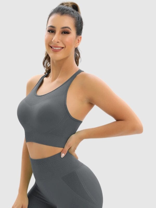 Soutien-Gorge Sport Sans Couture Dos Nageur Soutien-gorge sport helankezatrening.com : Legging Femme | Vêtements de Sport sa Gris