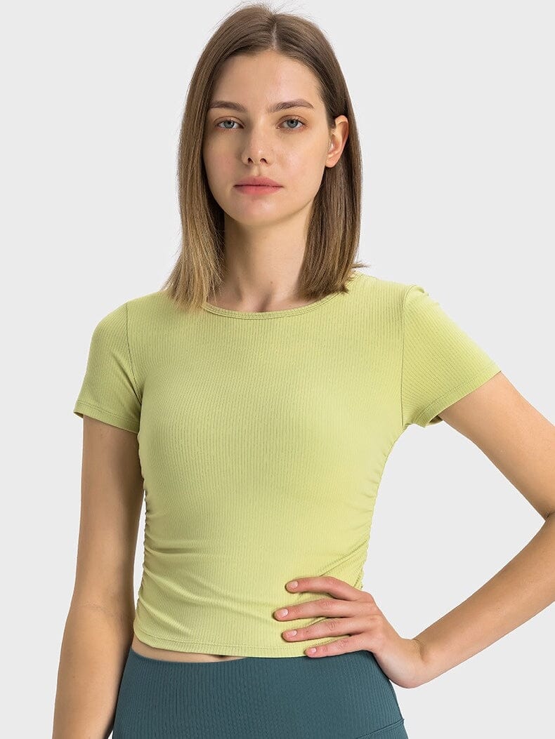 T-Shirt Sport Côtelé Manches Courtes T-Shirt helankezatrening.com XS Vert clair