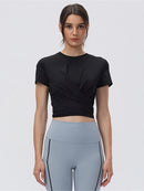 T-Shirt Sport Manches Courtes Fitness T-Shirt helankezatrening.com : Legging Femme | Vêtements de Sport sa Noir