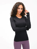 Tee-Shirt Manches Sport Longues Trou de Pouce T-Shirt helankezatrening.com : Legging Femme | Vêtements de Sport XS Noir