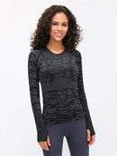 Tee-Shirt Manches Sport Longues Trou de Pouce T-Shirt helankezatrening.com : Legging Femme | Vêtements de Sport XS Noir chiné