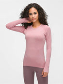 Tee-Shirt Manches Sport Longues Trou de Pouce T-Shirt helankezatrening.com : Legging Femme | Vêtements de Sport XS Rose