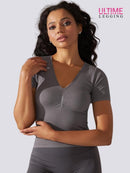 Top Sport Manches Courtes Push Up - Ultime-Legging T-Shirt helankezatrening.com XS Gris