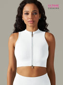 Top Sport Zippé Sans Manches T-Shirt helankezatrening.com sa Blanc